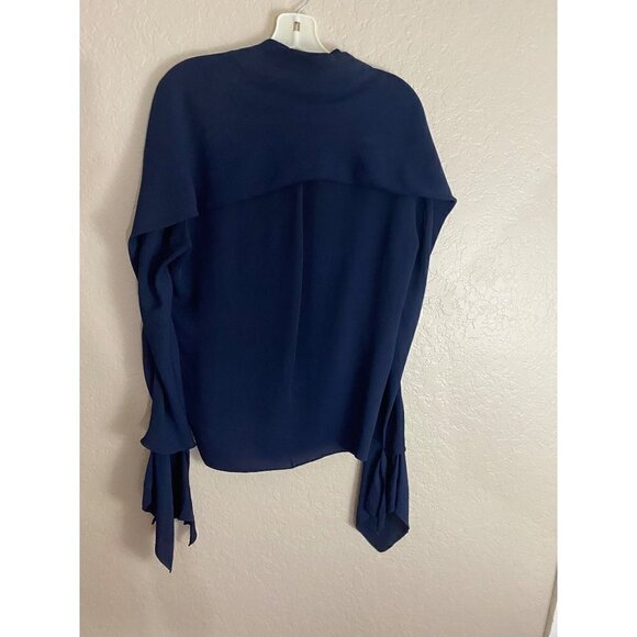 Balenciaga Women's Navy Blue 100% Silk Blouse - 34 (US 4) (Has Flaw) - Picture 6 of 15